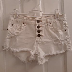 Billabong White Denim Ripped Shorts with 4 buttons